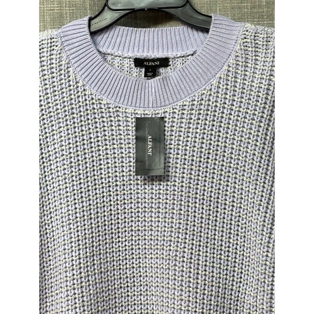 Alfani Metallic Shine Crewneck Sweater, Lavender Cloud, Sz. L - Picture 4 of 9